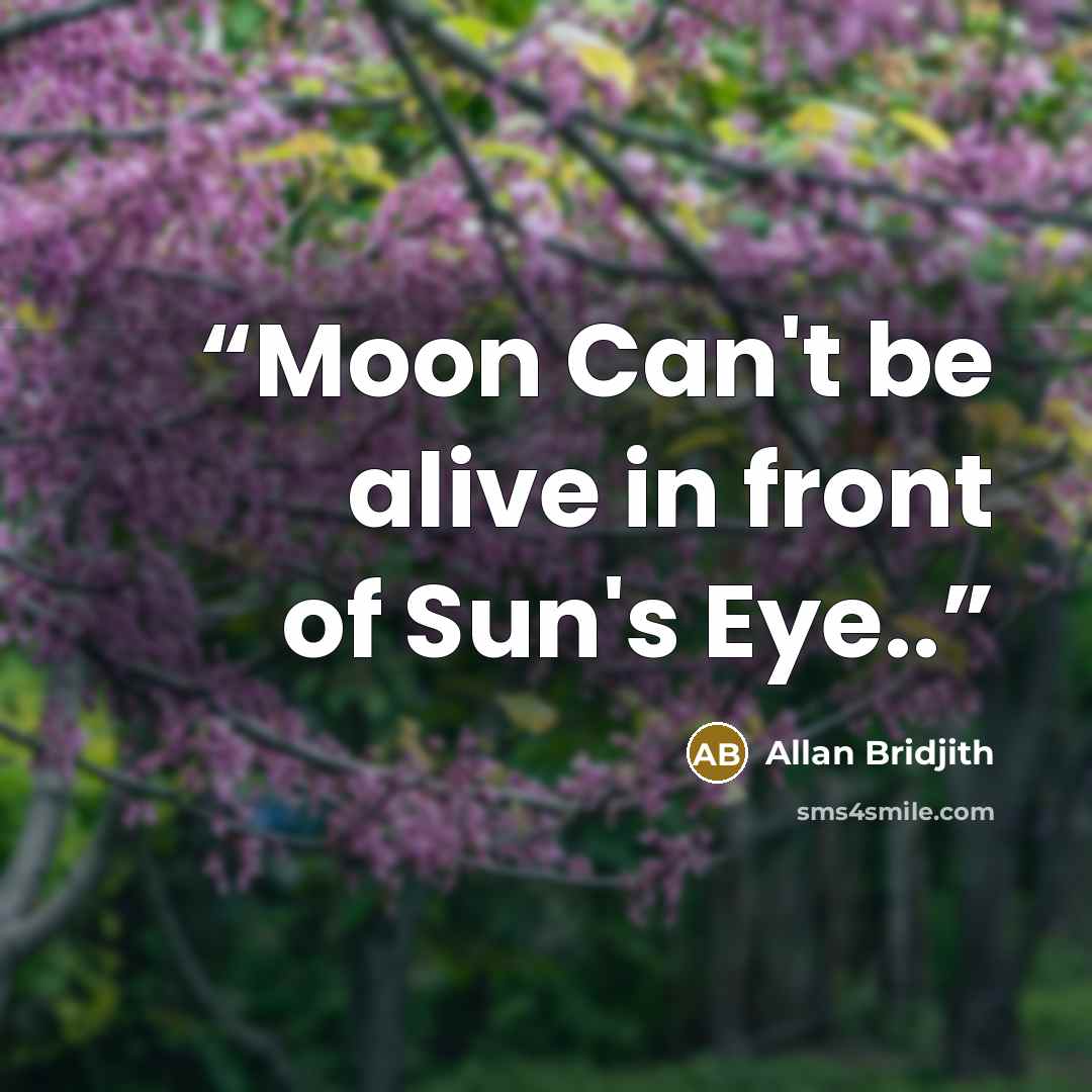 “Moon Can't be alive in front of Sun's Eye..” quote by Allan Bridjith