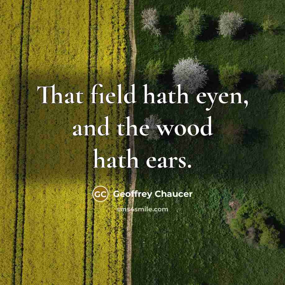 “That field hath eyen, and the wood hath ears.” quote by Geoffrey Chaucer