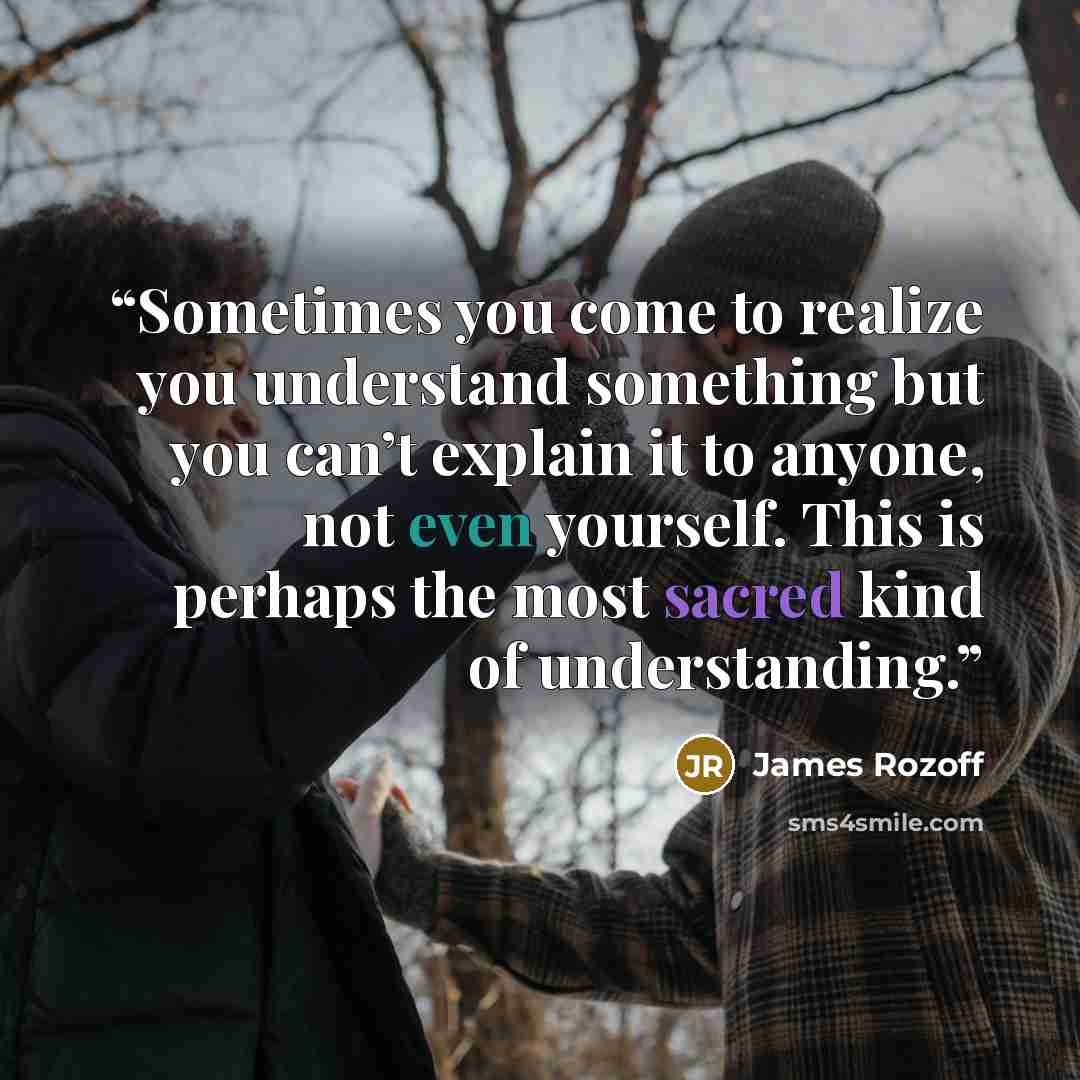 “Sometimes you come to realize you understand something but you can’t explain it to anyone, not even yourself. This is perhaps the most sacred kind of understanding.” quote by James Rozoff