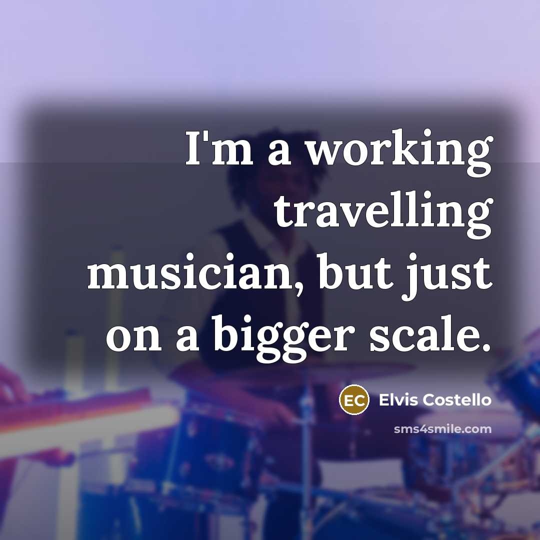 “I'm a working travelling musician, but just on a bigger scale.” quote by Elvis Costello