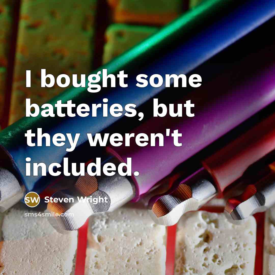 “I bought some batteries, but they weren't included.” quote by Steven Wright