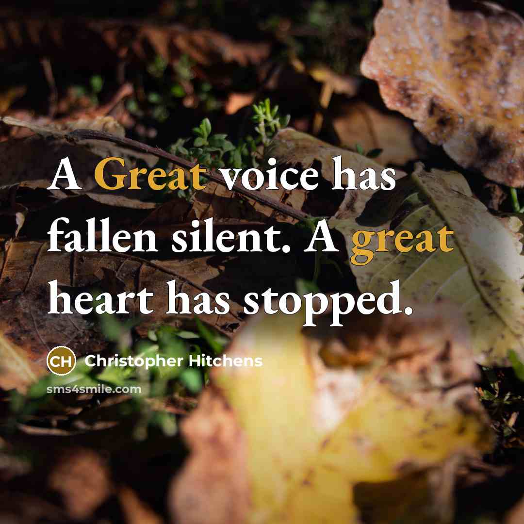 “A Great voice has fallen silent. A great heart has stopped.” quote by Christopher Hitchens