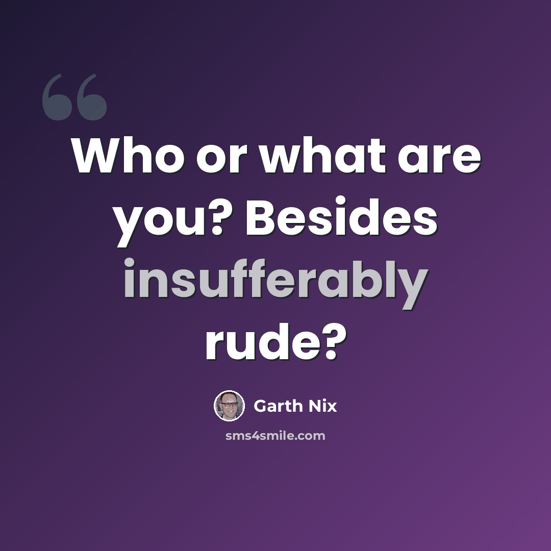 “Who or what are you? Besides insufferably rude?” quote by Garth Nix