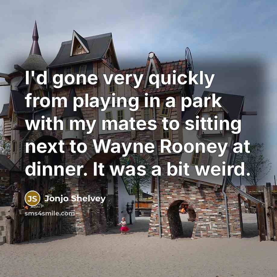 “I'd gone very quickly from playing in a park with my mates to sitting next to Wayne Rooney at dinner. It was a bit weird.” quote by Jonjo Shelvey