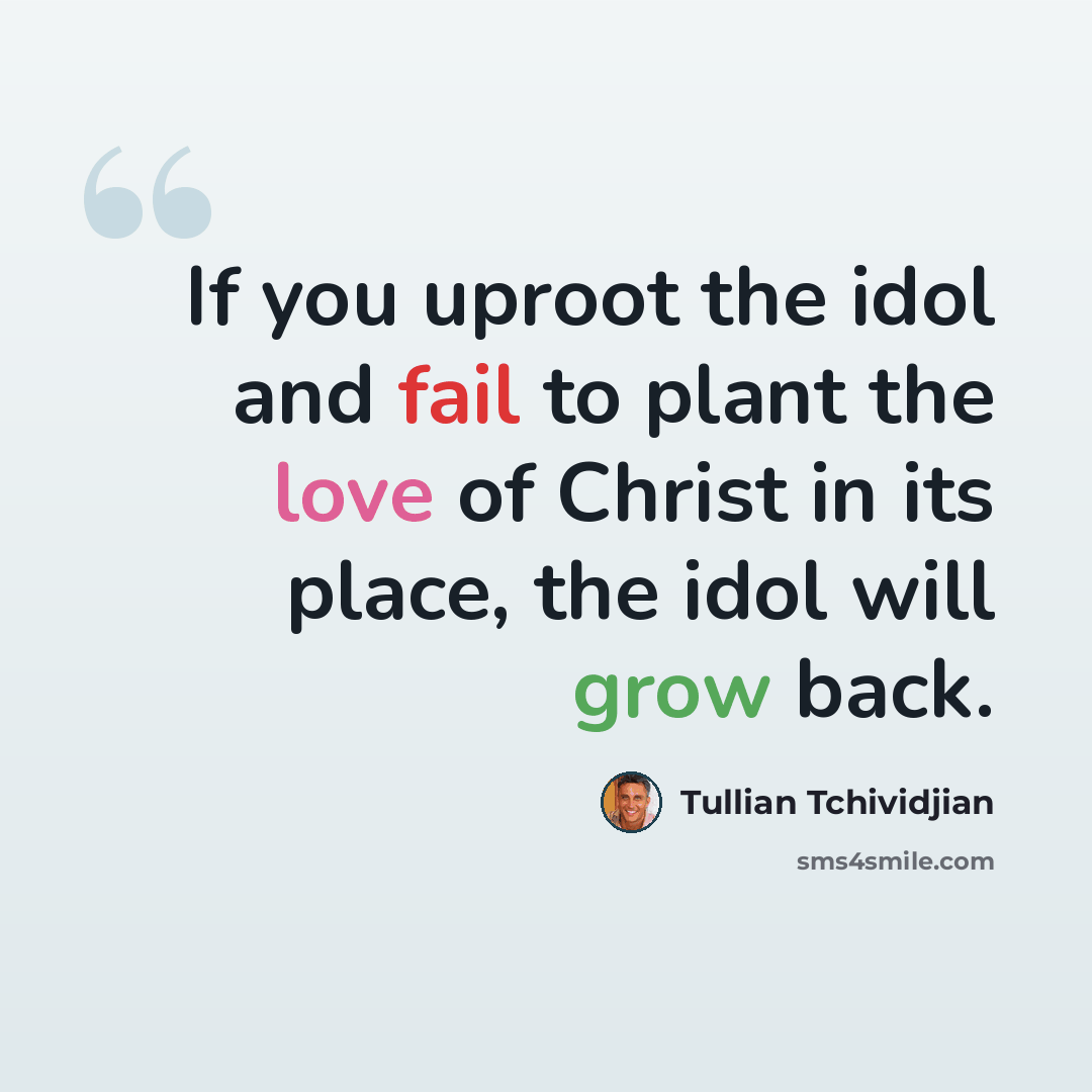 “If you uproot the idol and fail to plant the love of Christ in its place, the idol will grow back.” quote by Tullian Tchividjian