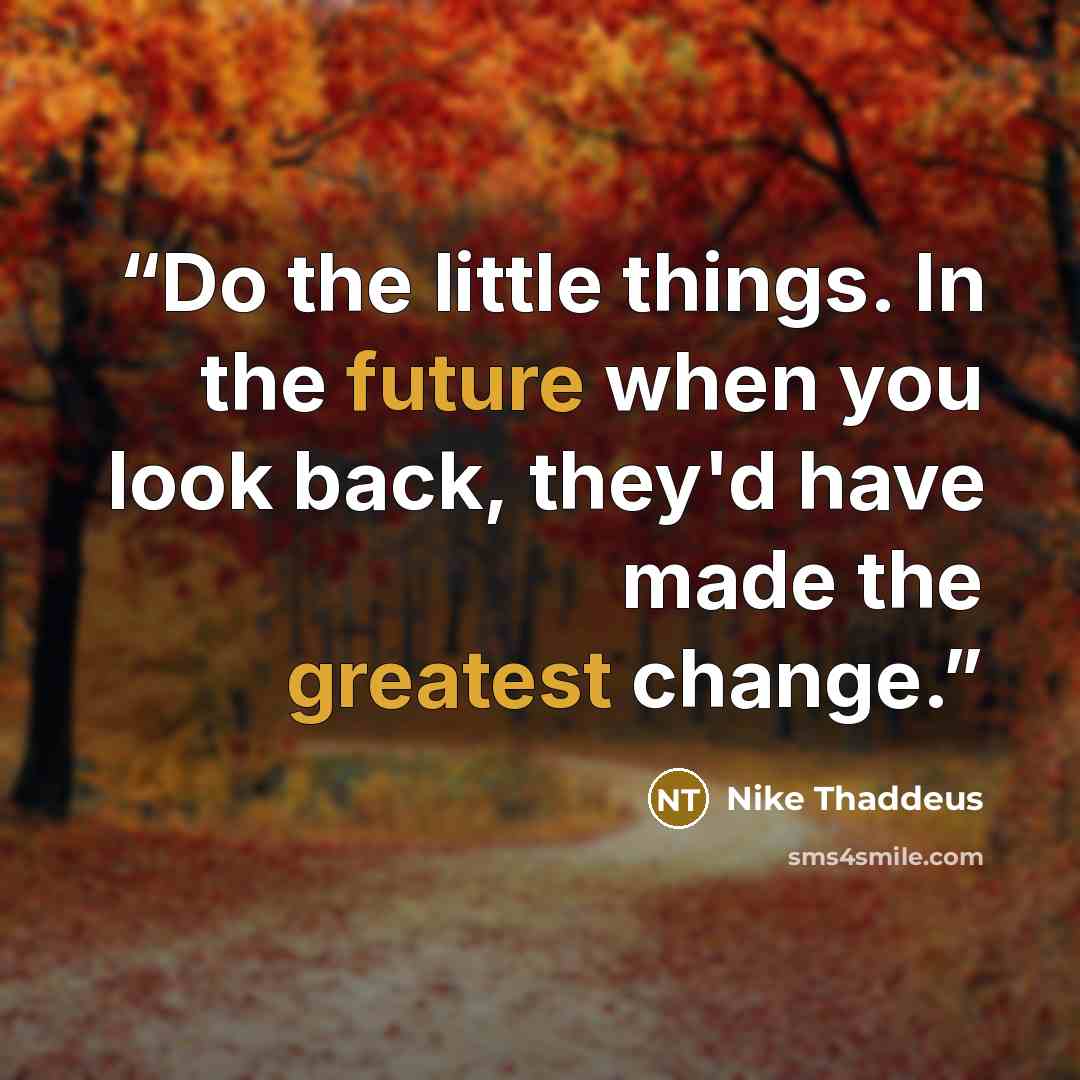 “Do the little things. In the future when you look back, they'd have made the greatest change.” quote by Nike Thaddeus