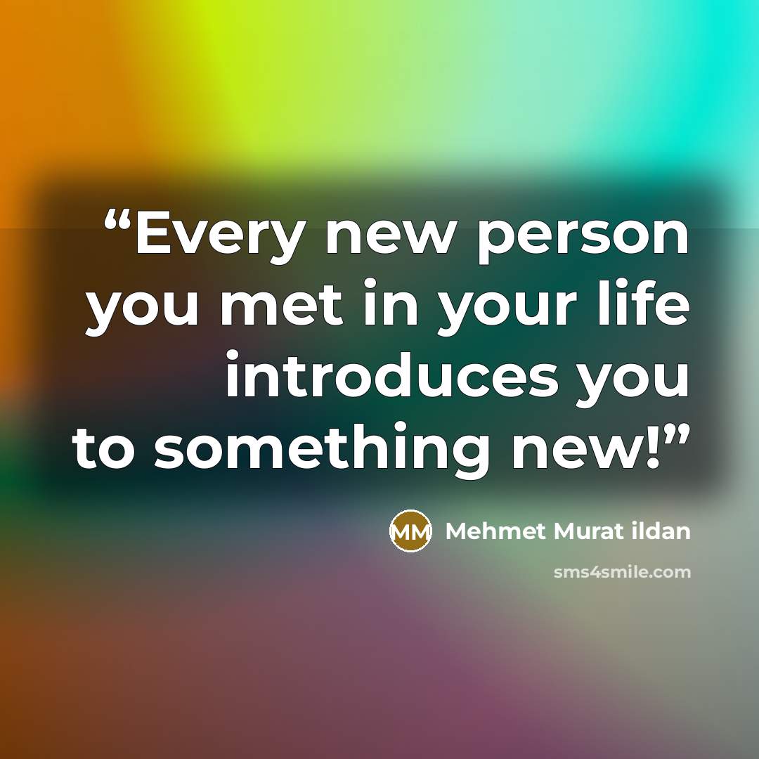 “Every new person you met in your life introduces you to something new!” quote by Mehmet Murat ildan