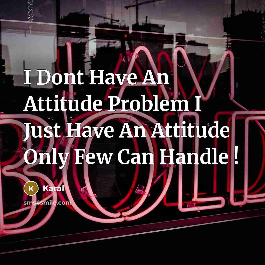 “I Dont Have An Attitude Problem I Just Have An Attitude Only Few Can Handle !” quote by Karal
