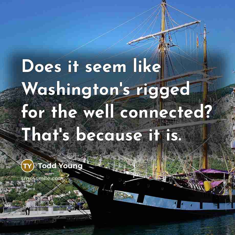 “Does it seem like Washington's rigged for the well connected? That's because it is.” quote by Todd Young