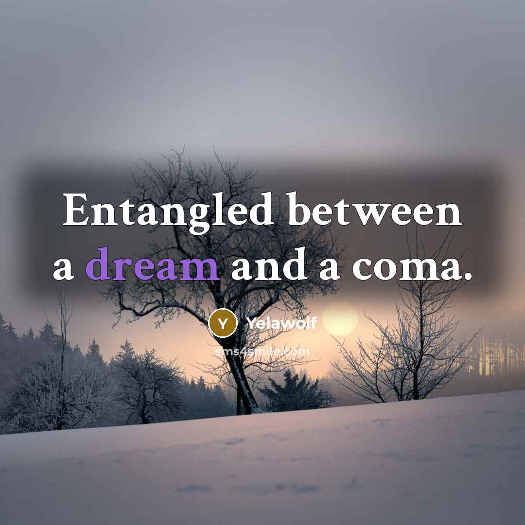 “Entangled between a dream and a coma.” quote by Yelawolf