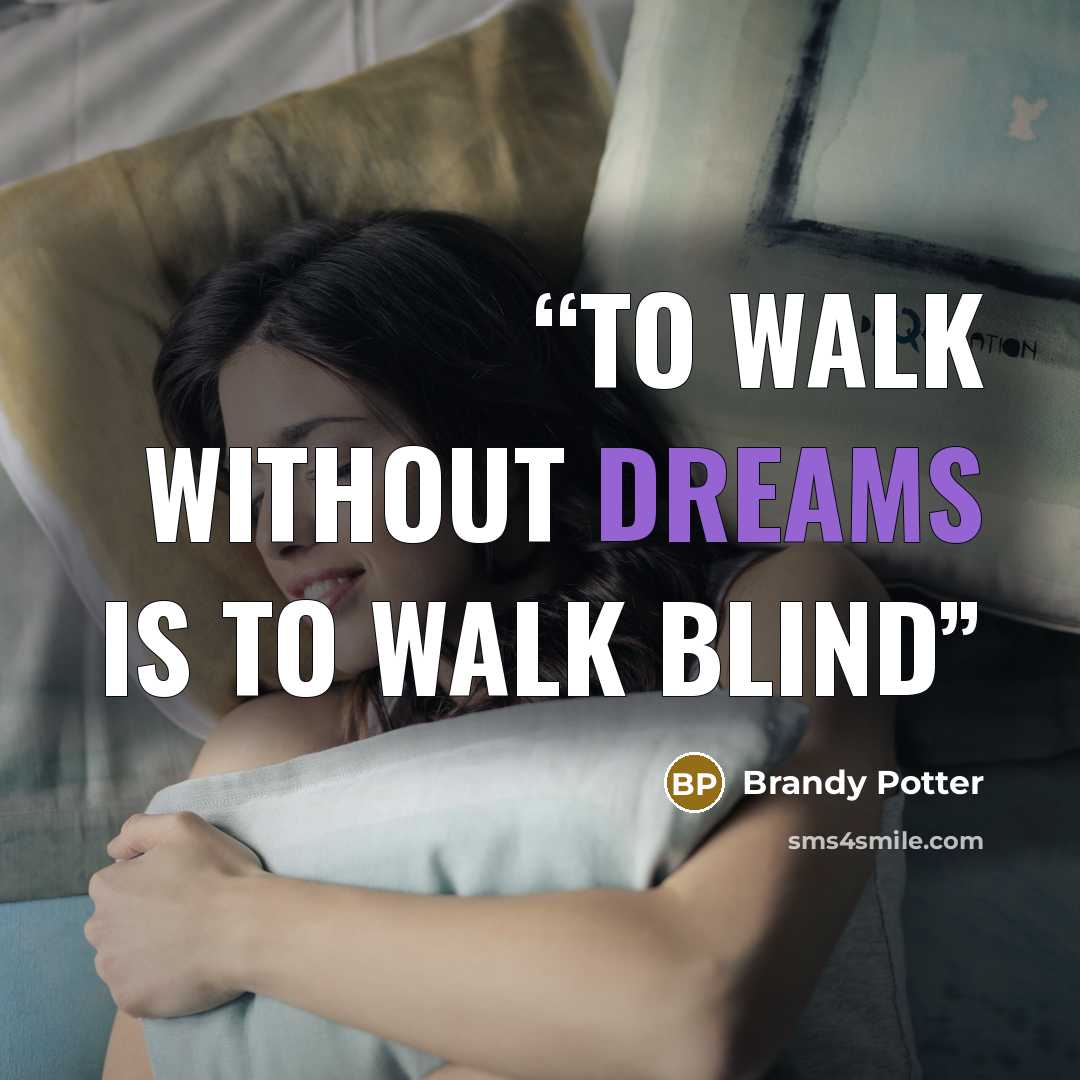 “To walk without dreams is to walk blind” quote by Brandy Potter
