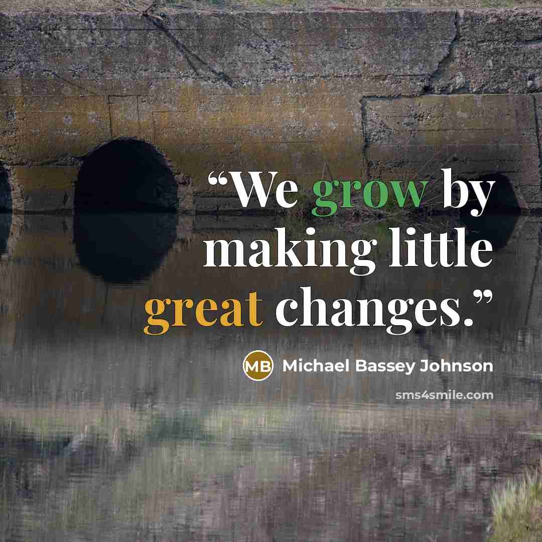 “We grow by making little great changes.” quote by Michael Bassey Johnson