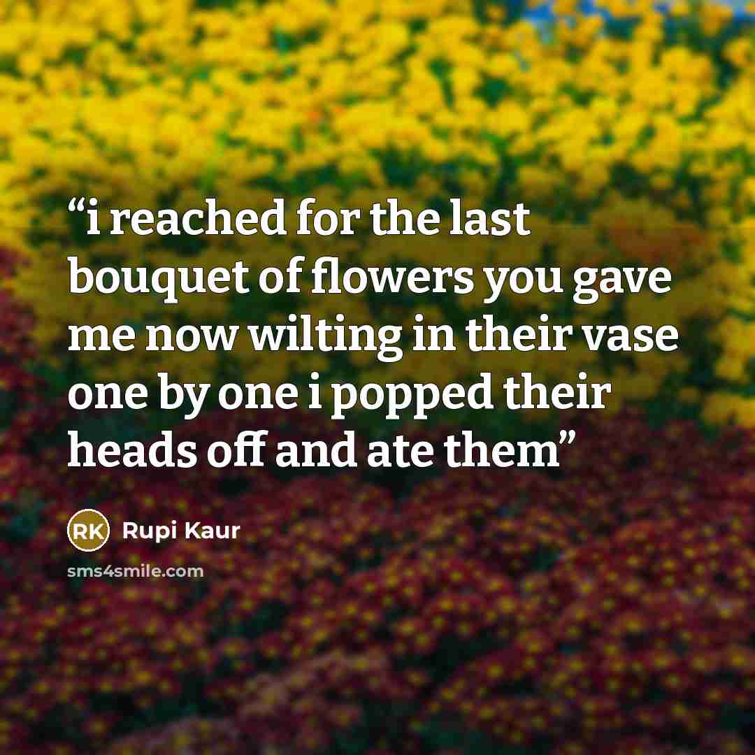 “i reached for the last bouquet of flowers you gave me now wilting in their vase one by one i popped their heads off and ate them” quote by Rupi Kaur