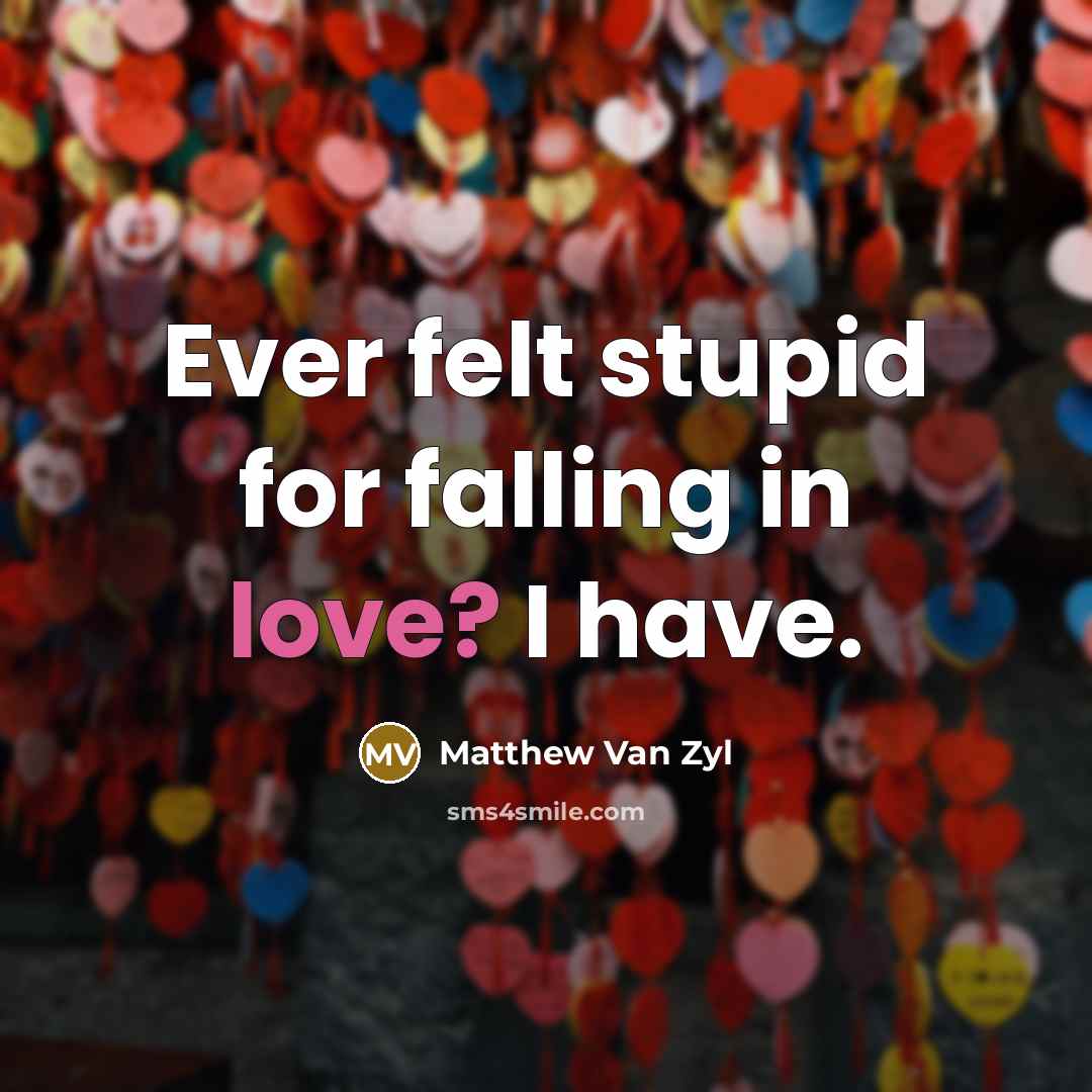 “Ever felt stupid for falling in love? I have.” quote by Matthew Van Zyl