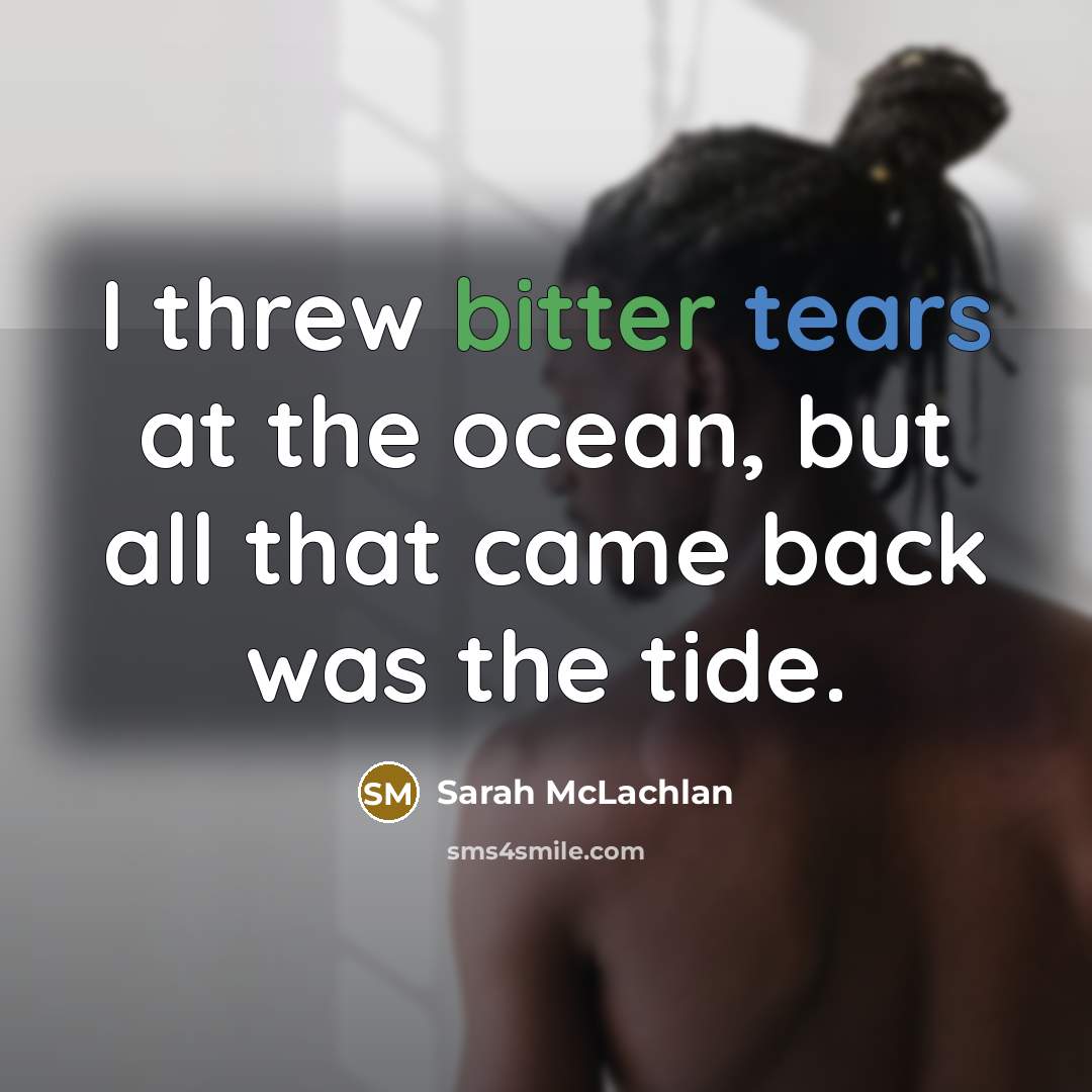 “I threw bitter tears at the ocean, but all that came back was the tide.” quote by Sarah McLachlan