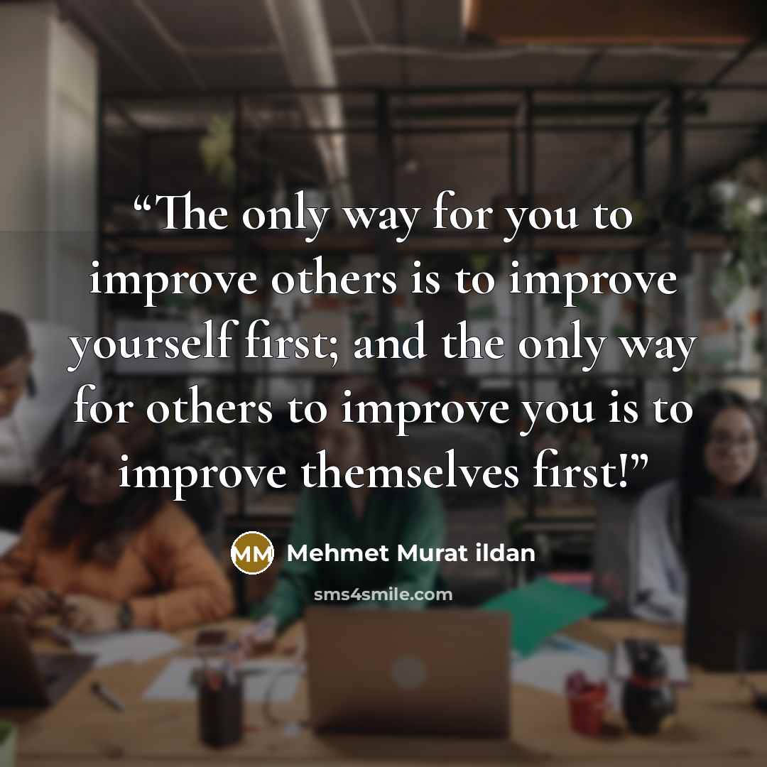 “The only way for you to improve others is to improve yourself first; and the only way for others to improve you is to improve themselves first!” quote by Mehmet Murat ildan