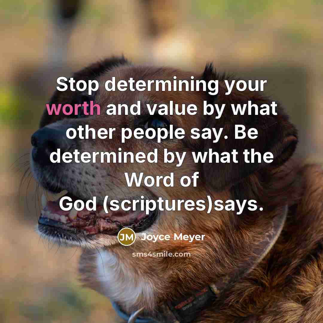 “Stop determining your worth and value by what other people say. Be determined by what the Word of God (scriptures)says.” quote by Joyce Meyer