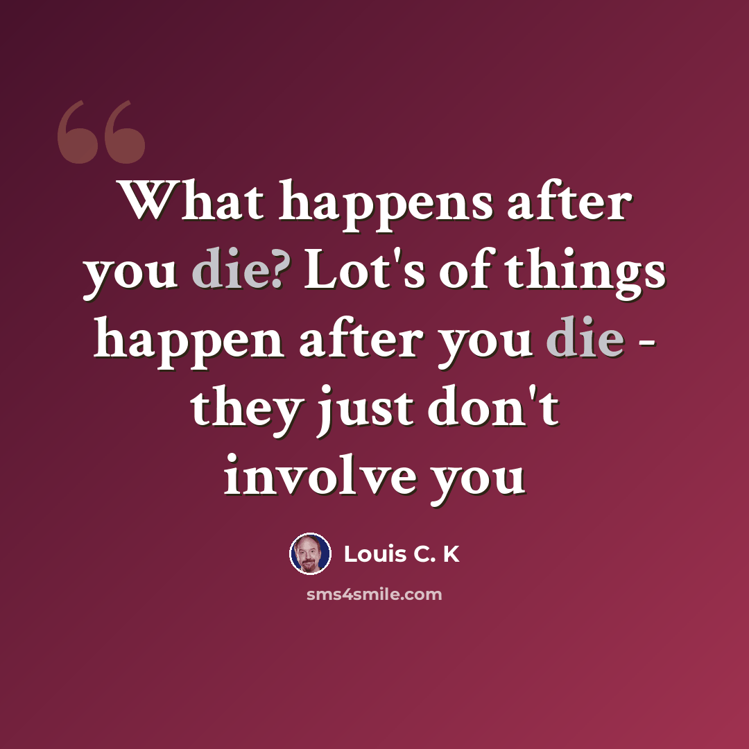 “What happens after you die? Lot's of things happen after you die - they just don't involve you” quote by Louis C. K