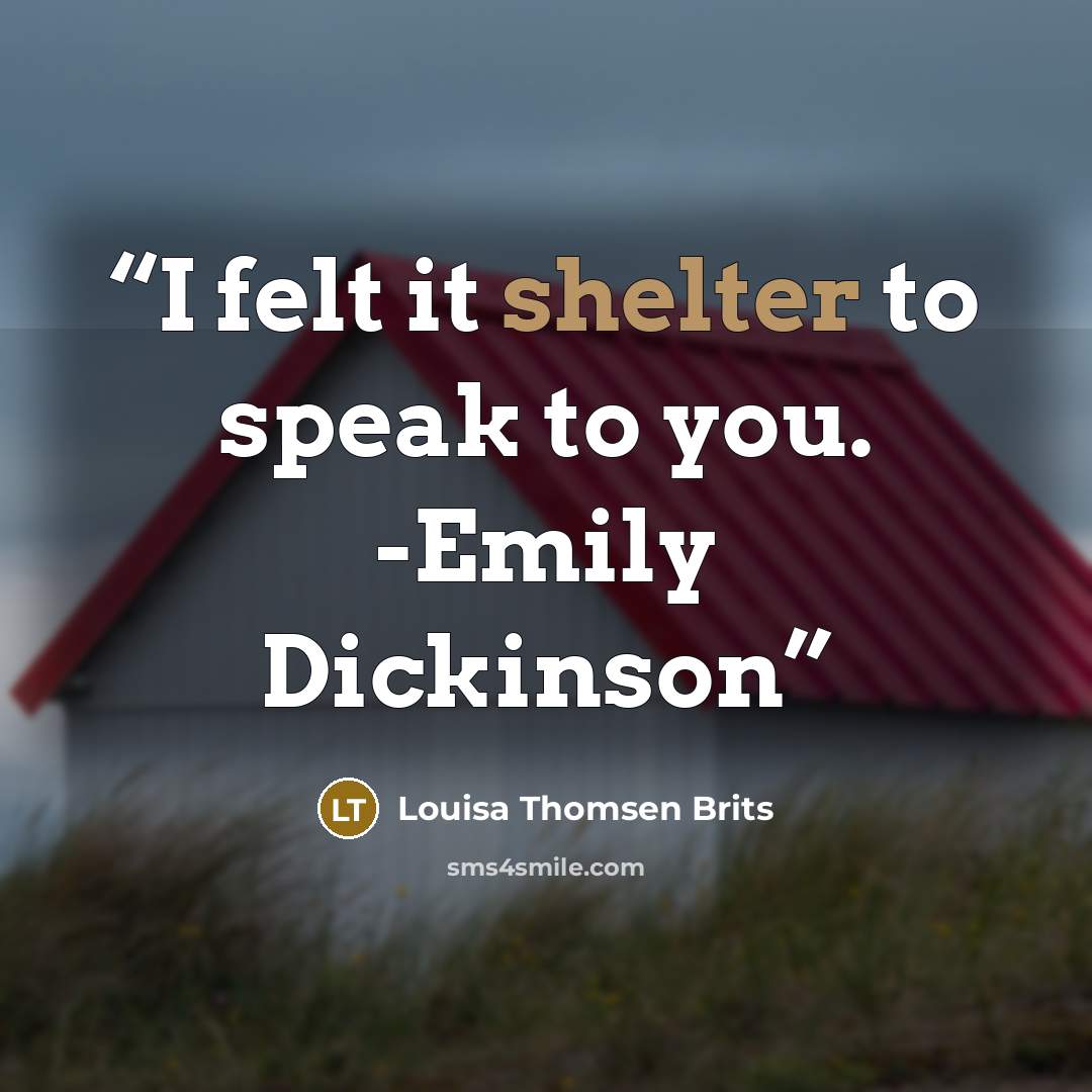 “I felt it shelter to speak to you. -Emily Dickinson” quote by Louisa Thomsen Brits
