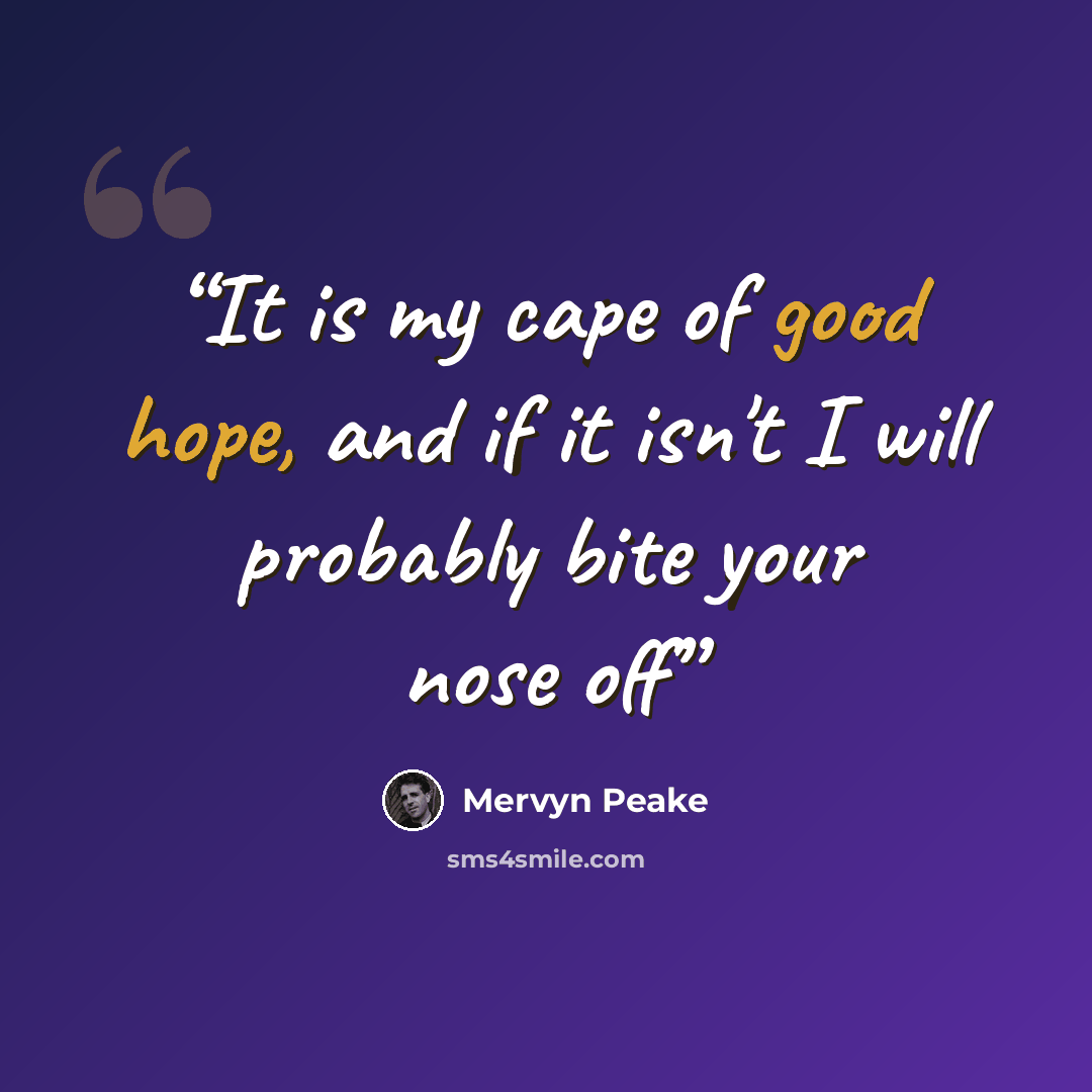 “It is my cape of good hope, and if it isn't I will probably bite your nose off” quote by Mervyn Peake