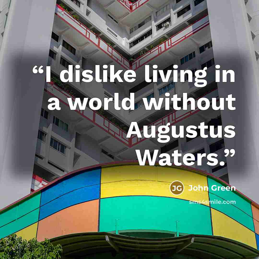 “I dislike living in a world without Augustus Waters.” quote by John Green