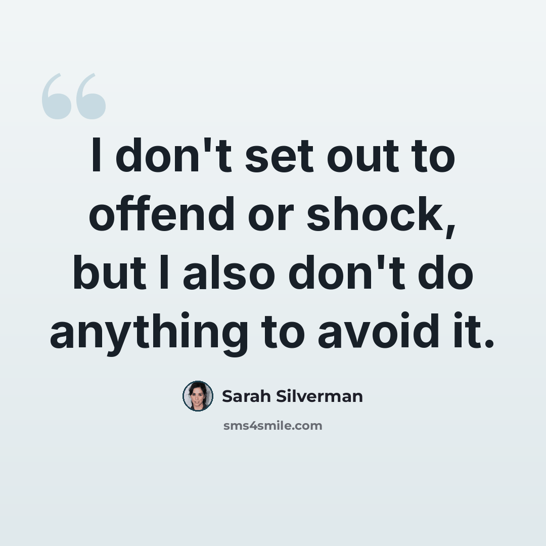 “I don't set out to offend or shock, but I also don't do anything to avoid it.” quote by Sarah Silverman