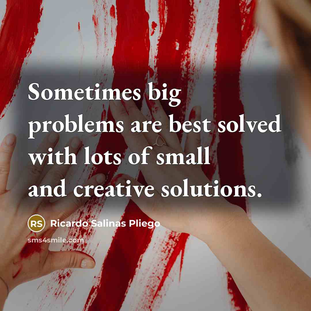 “Sometimes big problems are best solved with lots of small and creative solutions.” quote by Ricardo Salinas Pliego