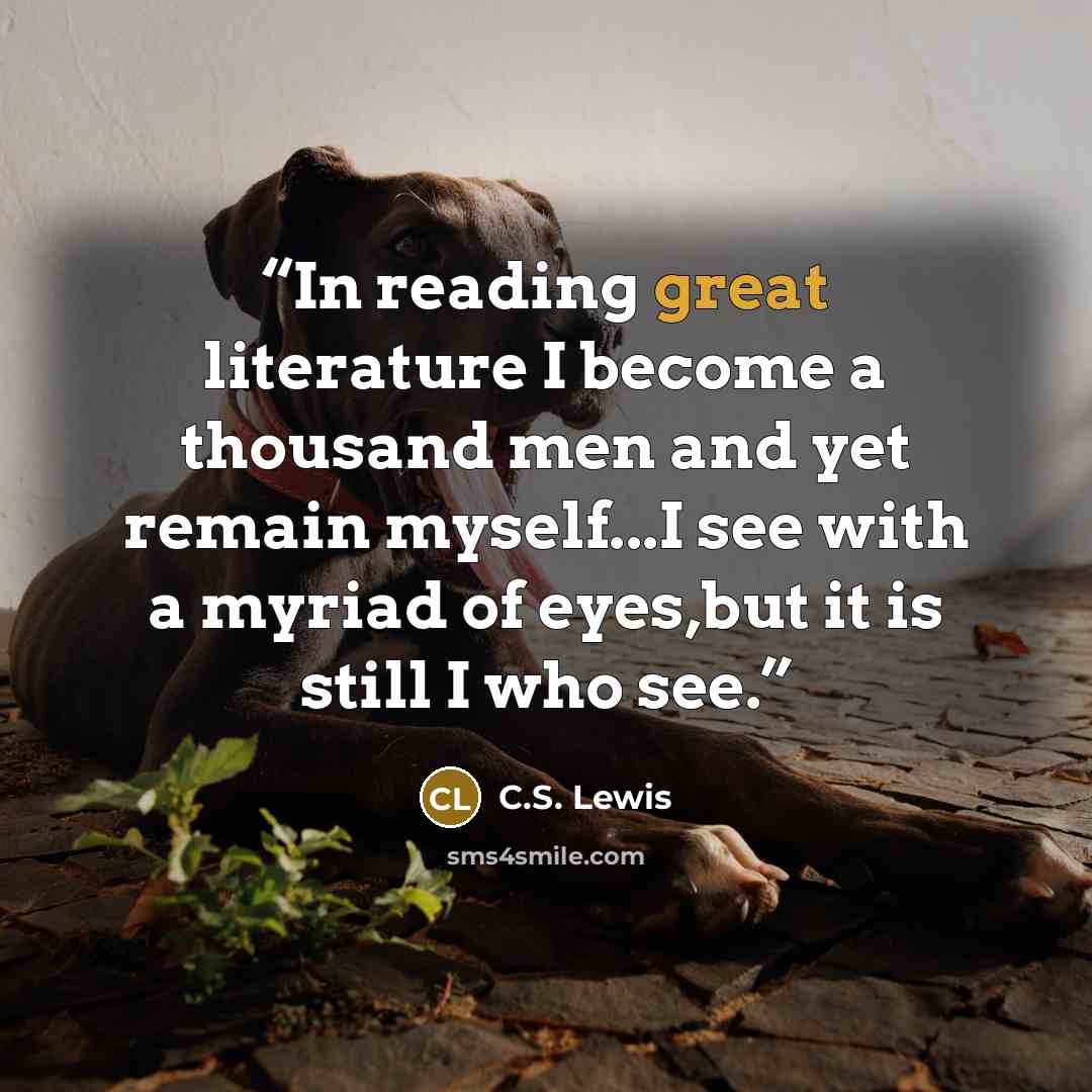 “In reading great literature I become a thousand men and yet remain myself...I see with a myriad of eyes,but it is still I who see.” quote by C.S. Lewis