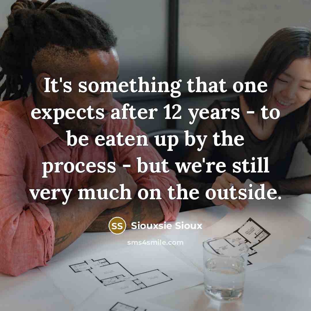 “It's something that one expects after 12 years - to be eaten up by the process - but we're still very much on the outside.” quote by Siouxsie Sioux