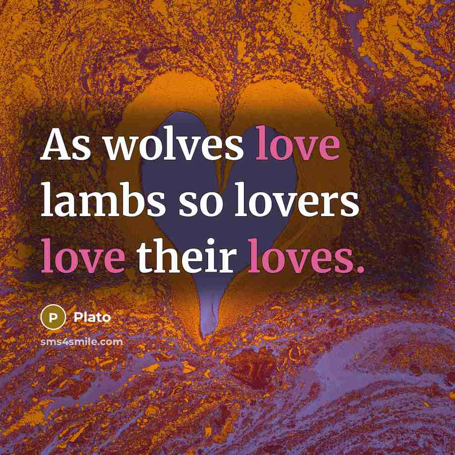 “As wolves love lambs so lovers love their loves.” quote by Plato