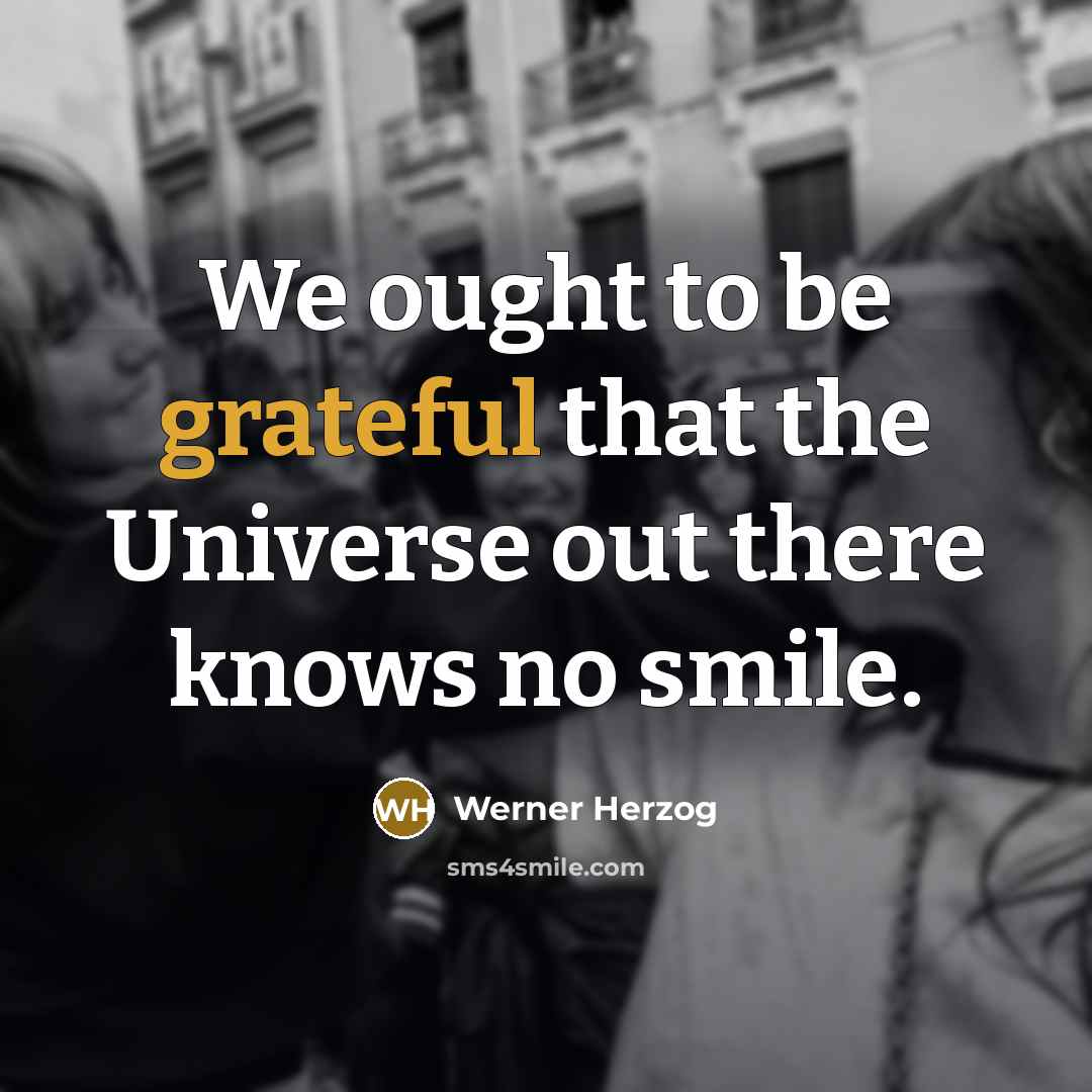“We ought to be grateful that the Universe out there knows no smile.” quote by Werner Herzog