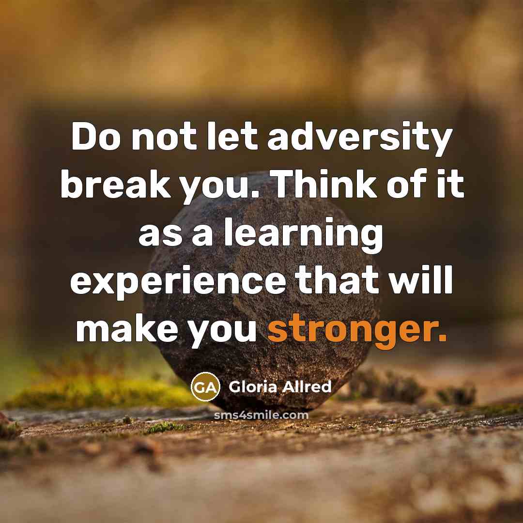 “Do not let adversity break you. Think of it as a learning experience that will make you stronger.” quote by Gloria Allred