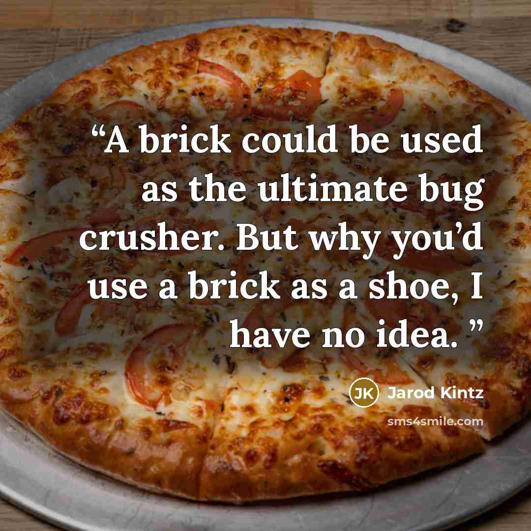 “A brick could be used as the ultimate bug crusher. But why you’d use a brick as a shoe, I have no idea.” quote by Jarod Kintz