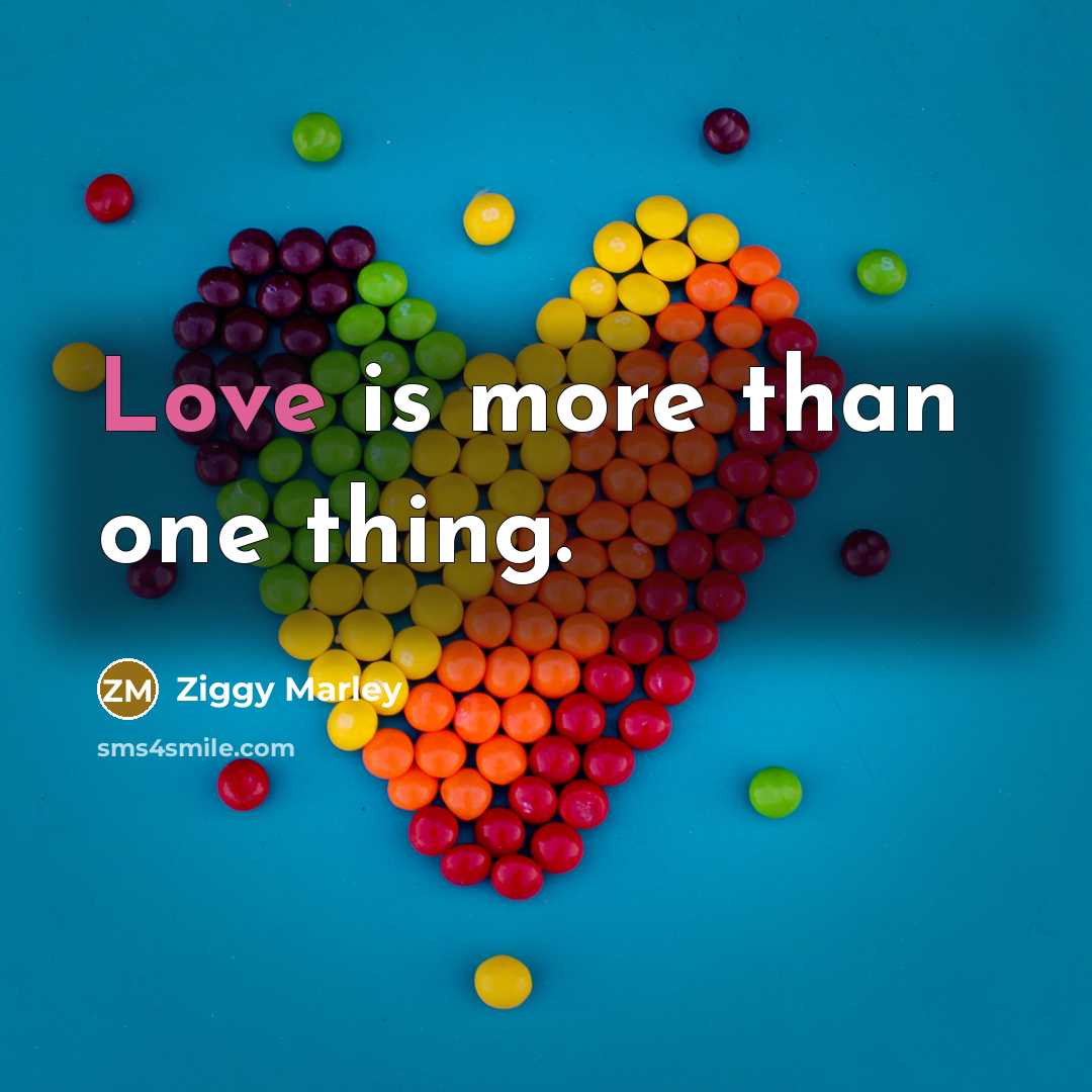 “Love is more than one thing.” quote by Ziggy Marley