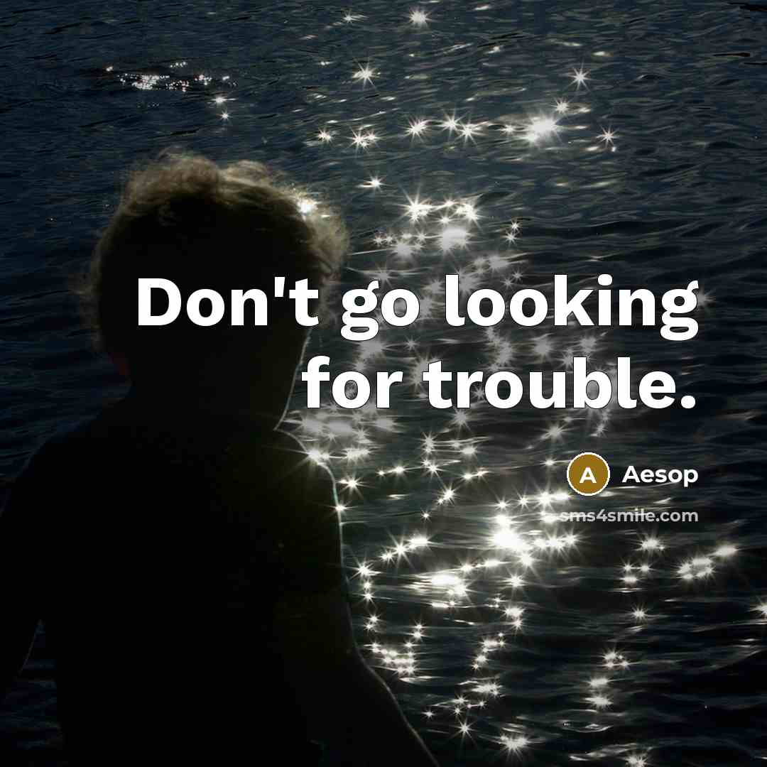 “Don't go looking for trouble.” quote by Aesop