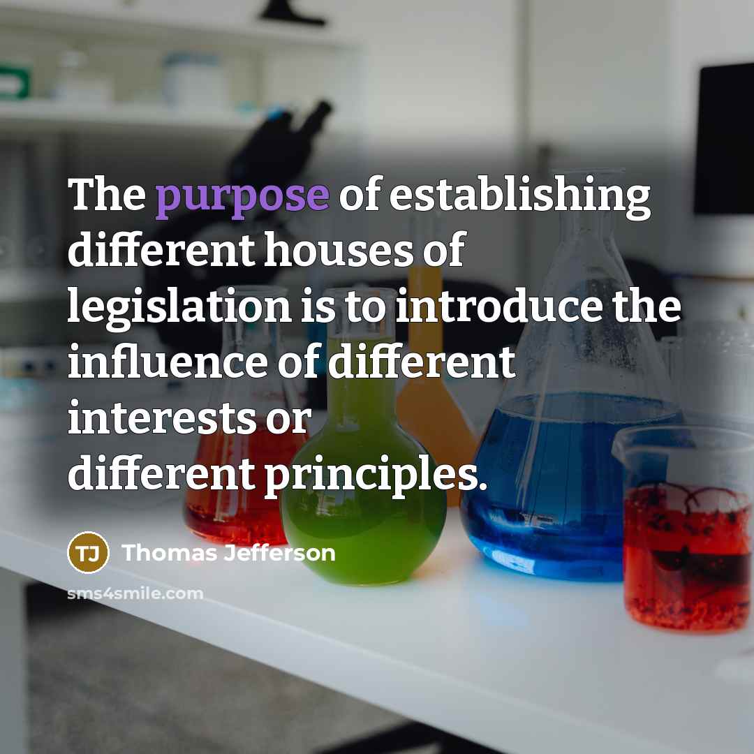 “The purpose of establishing different houses of legislation is to introduce the influence of different interests or different principles.” quote by Thomas Jefferson