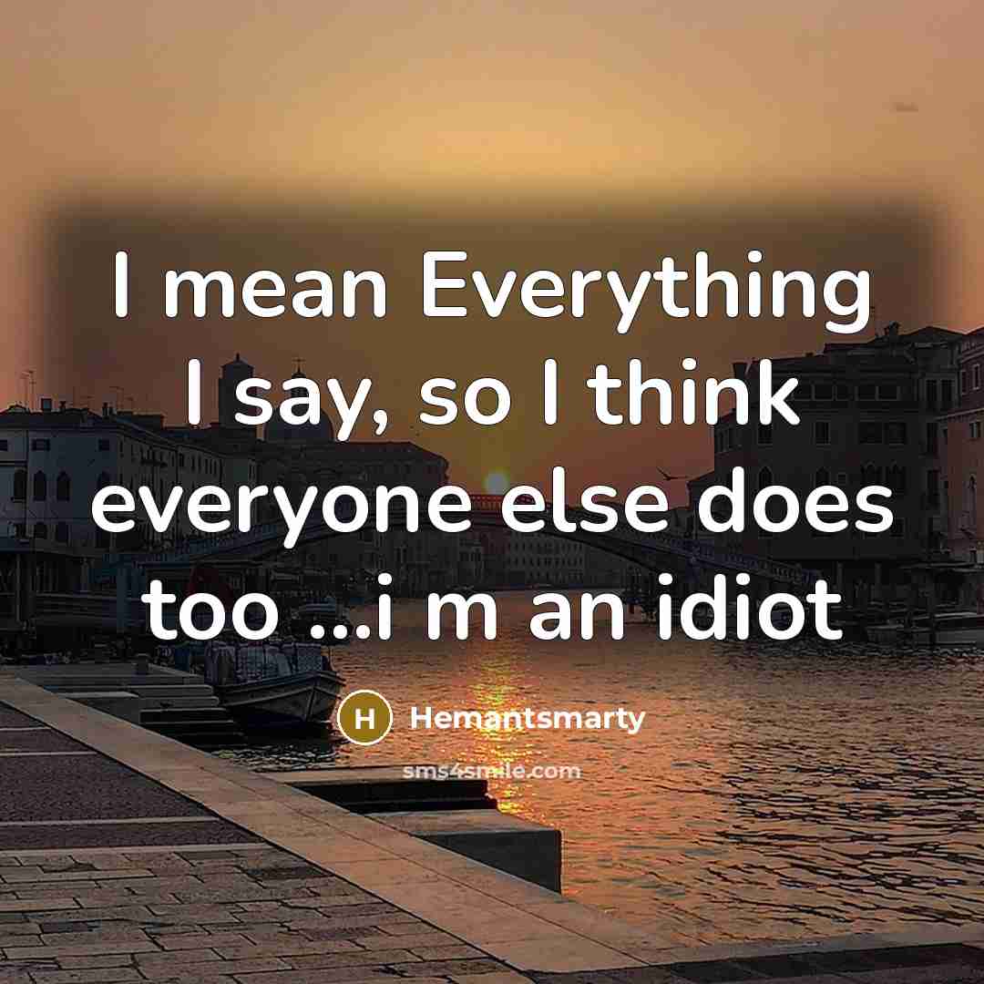 “I mean Everything I say, so I think everyone else does too …i m an idiot” quote by Hemantsmarty