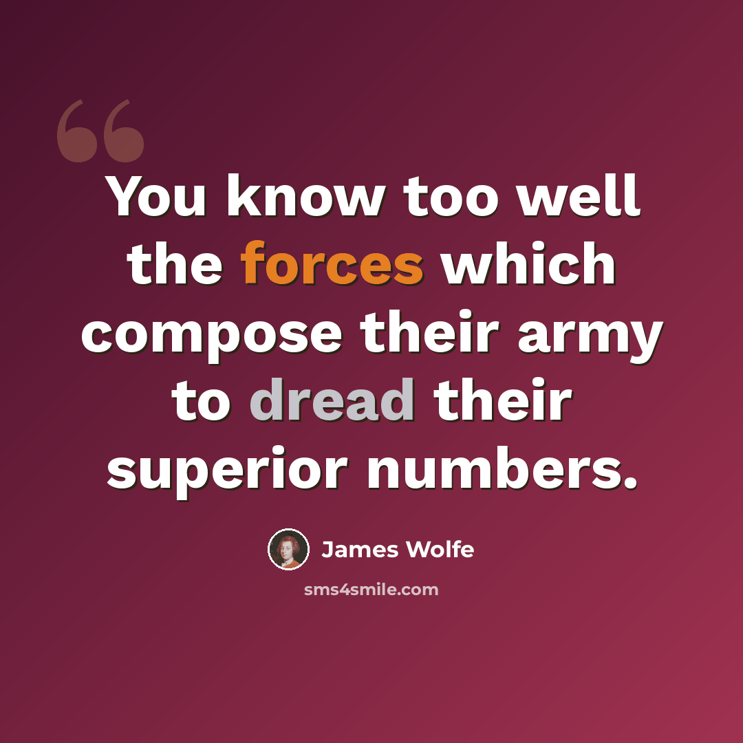 “You know too well the forces which compose their army to dread their superior numbers.” quote by James Wolfe