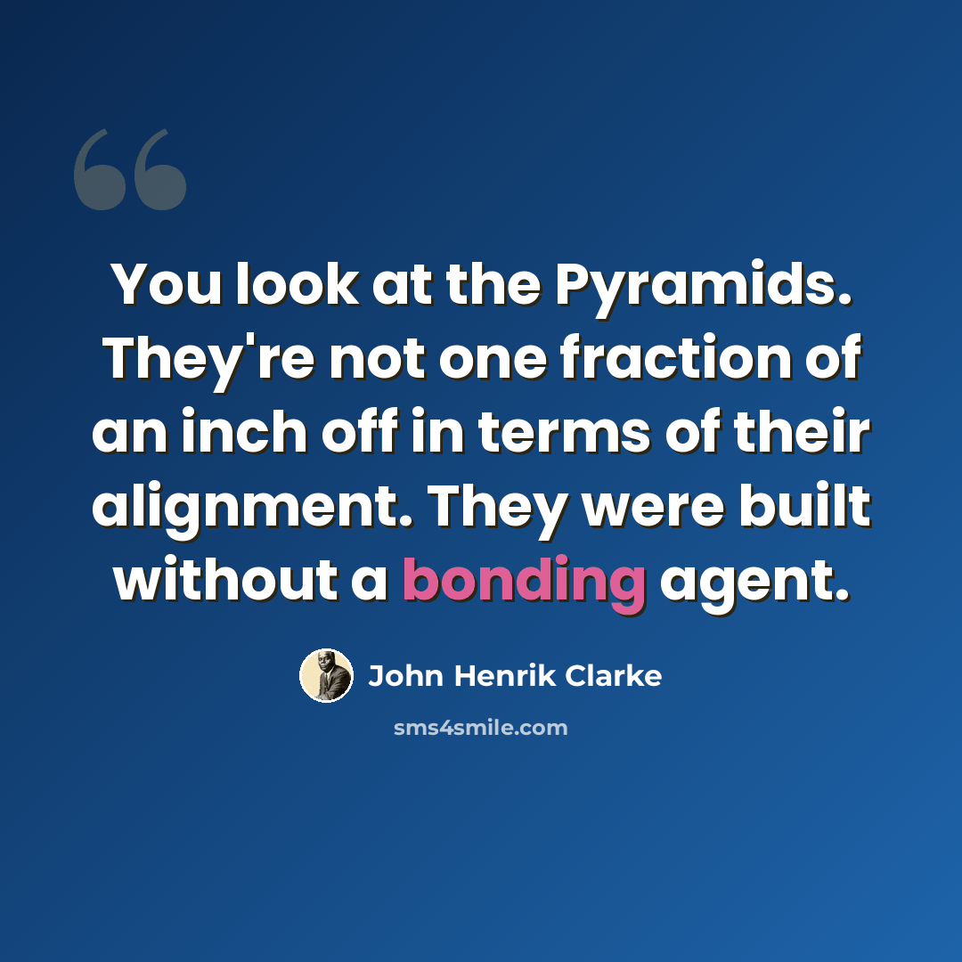 “You look at the Pyramids. They're not one fraction of an inch off in terms of their alignment. They were built without a bonding agent.” quote by John Henrik Clarke