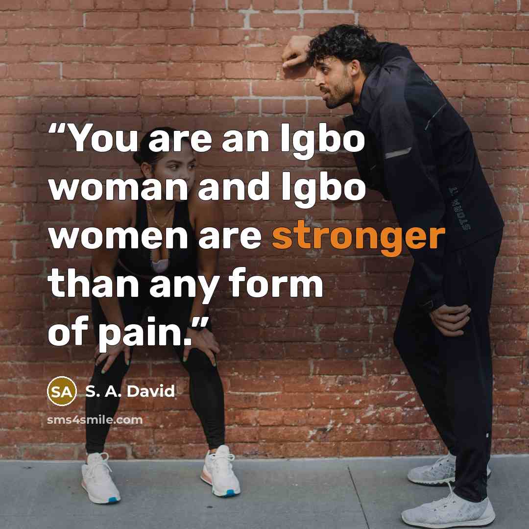 “You are an Igbo woman and Igbo women are stronger than any form of pain.” quote by S. A. David