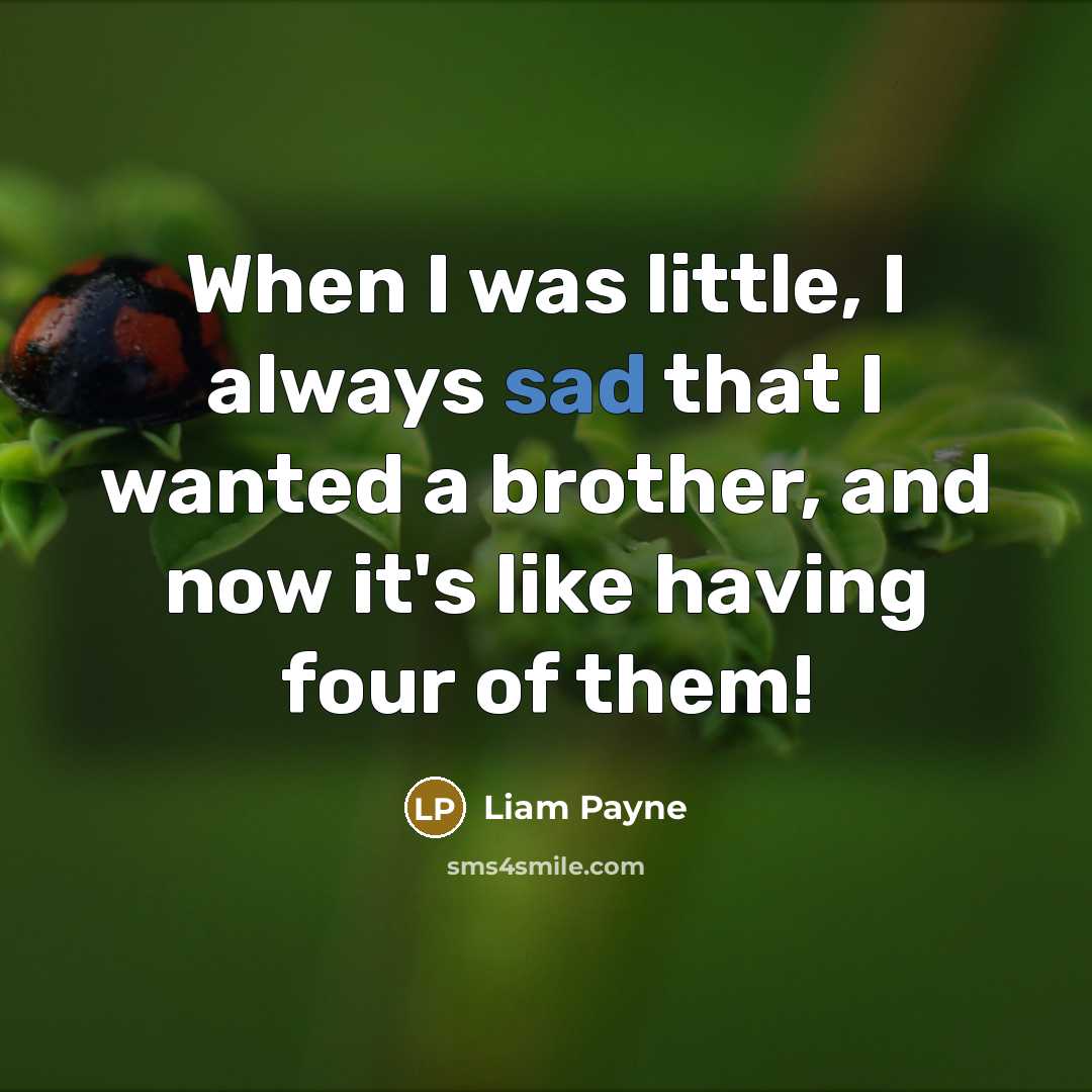 “When I was little, I always sad that I wanted a brother, and now it's like having four of them!” quote by Liam Payne