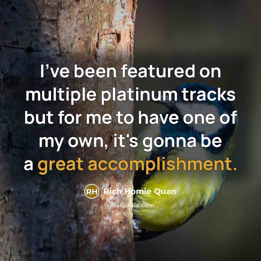 “I've been featured on multiple platinum tracks but for me to have one of my own, it's gonna be a great accomplishment.” quote by Rich Homie Quan