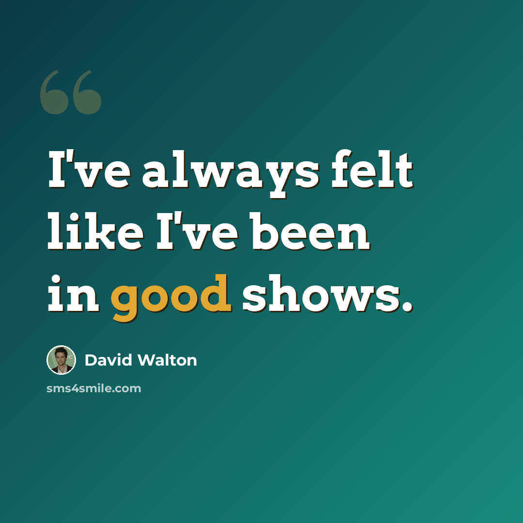 “I've always felt like I've been in good shows.” quote by David Walton