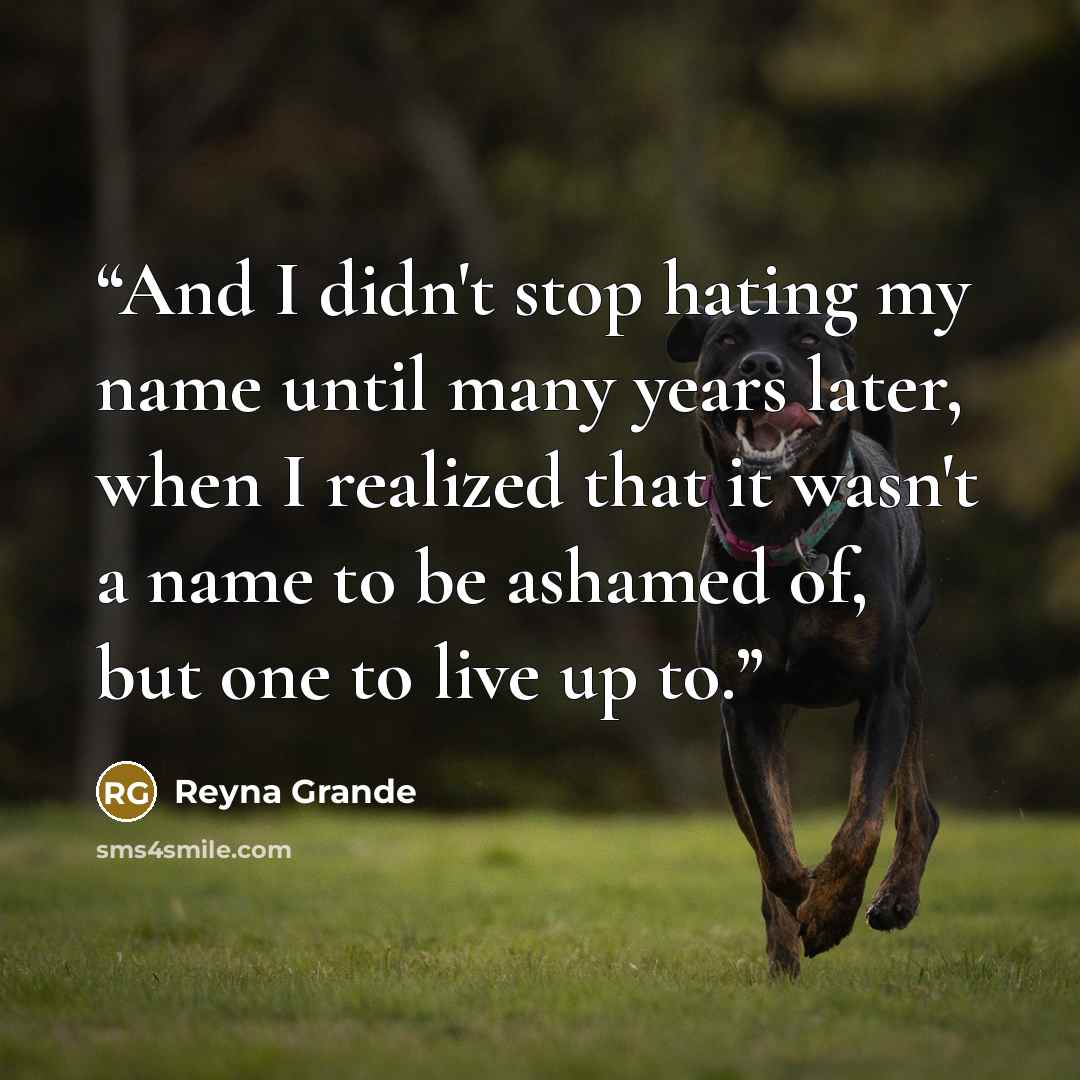 “And I didn't stop hating my name until many years later, when I realized that it wasn't a name to be ashamed of, but one to live up to.” quote by Reyna Grande
