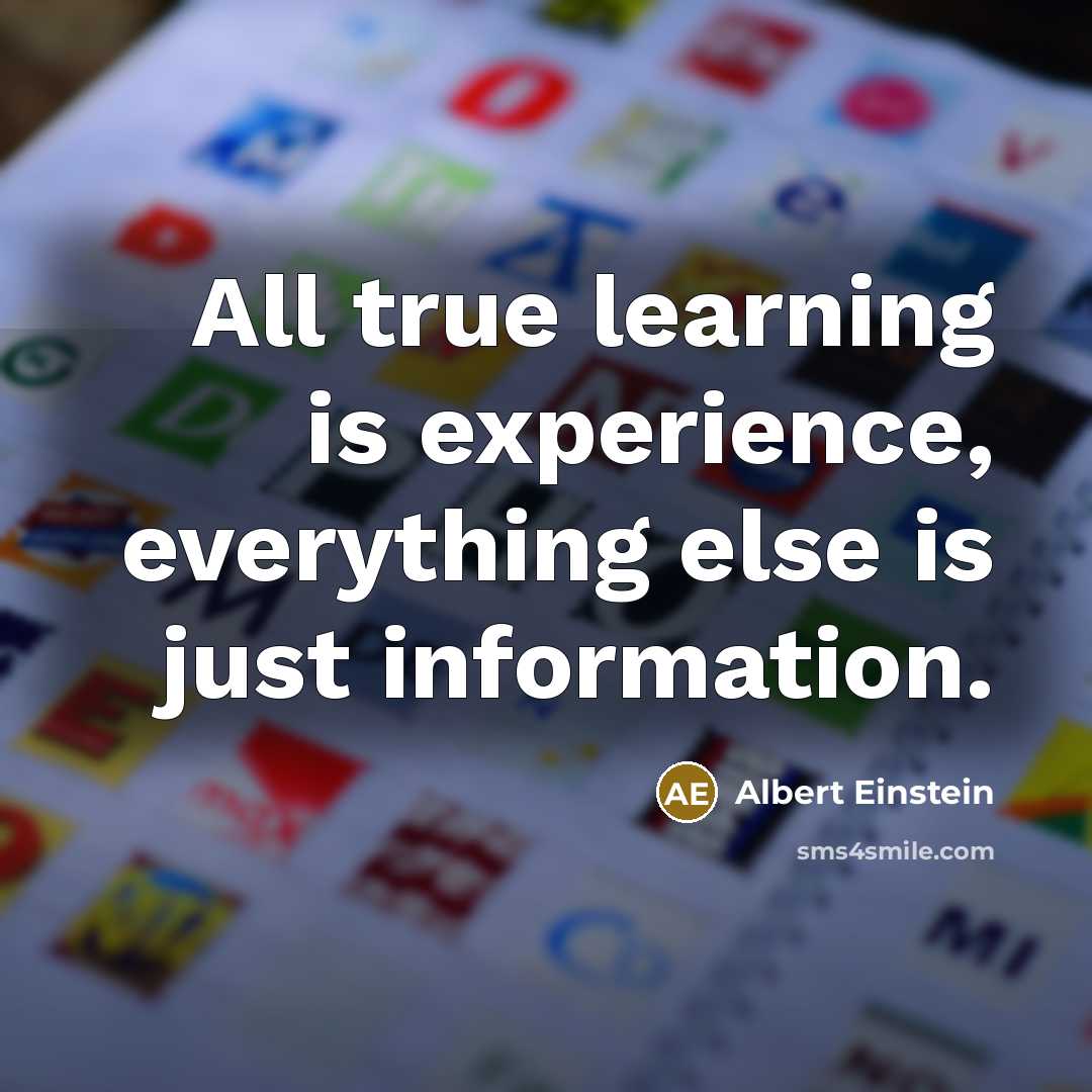“All true learning is experience, everything else is just information.” quote by Albert Einstein