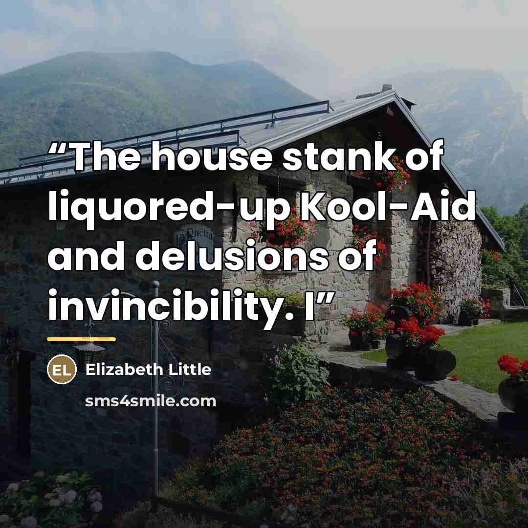 “The house stank of liquored-up Kool-Aid and delusions of invincibility. I” quote by Elizabeth Little