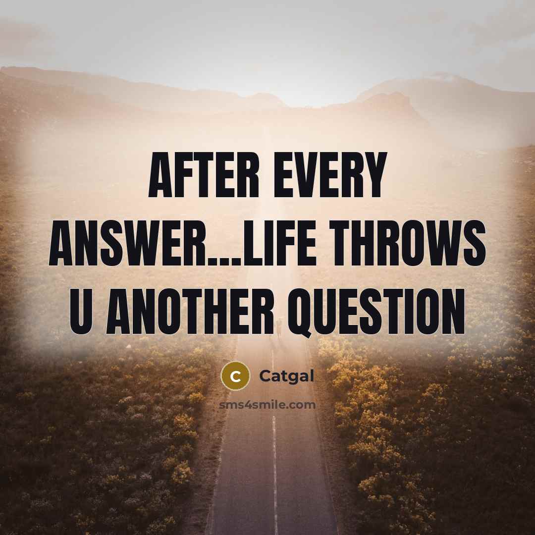 “After every answer...life throws u another question” quote by Catgal
