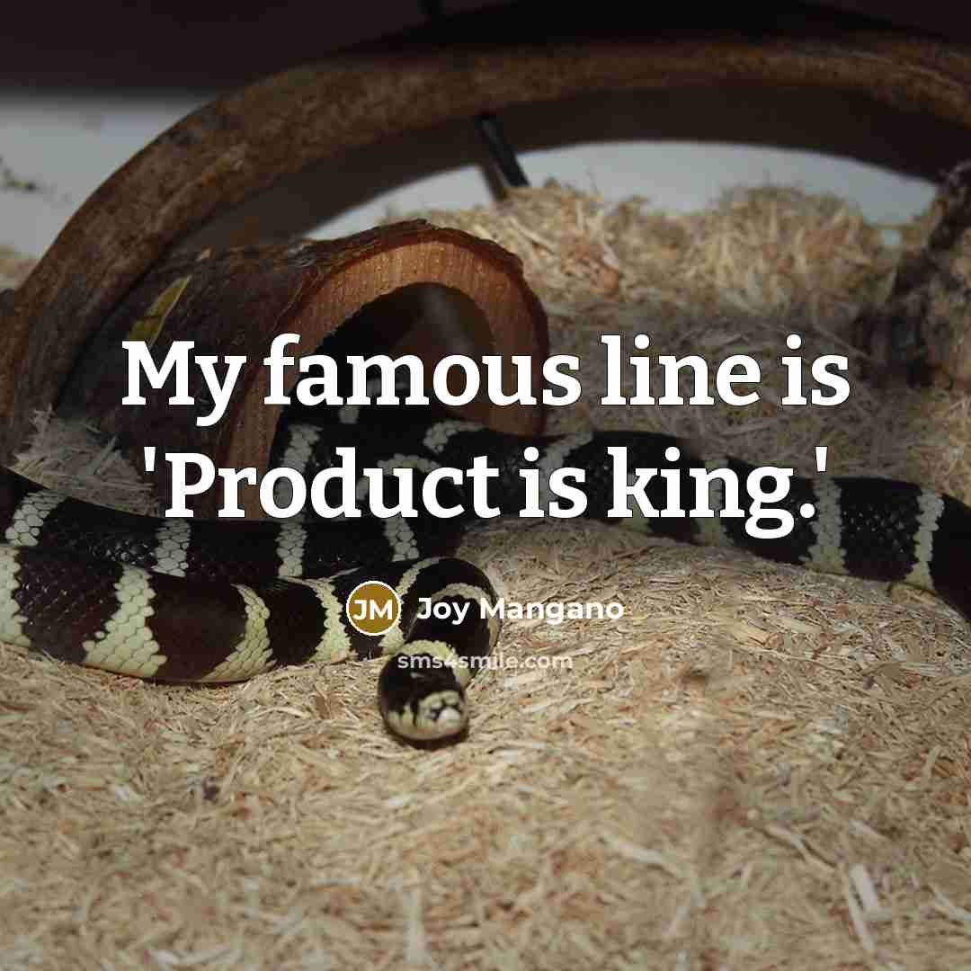 “My famous line is 'Product is king.'” quote by Joy Mangano