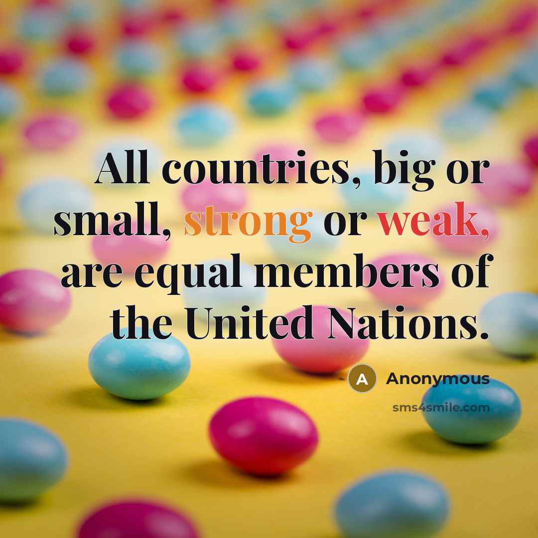 “All countries, big or small, strong or weak, are equal members of the United Nations.” quote by Anonymous