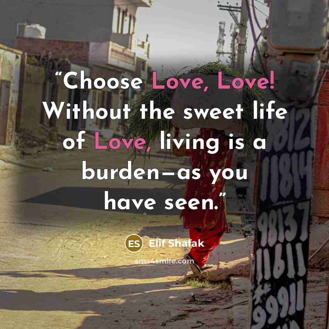 “Choose Love, Love! Without the sweet life of Love, living is a burden—as you have seen.” quote by Elif Shafak